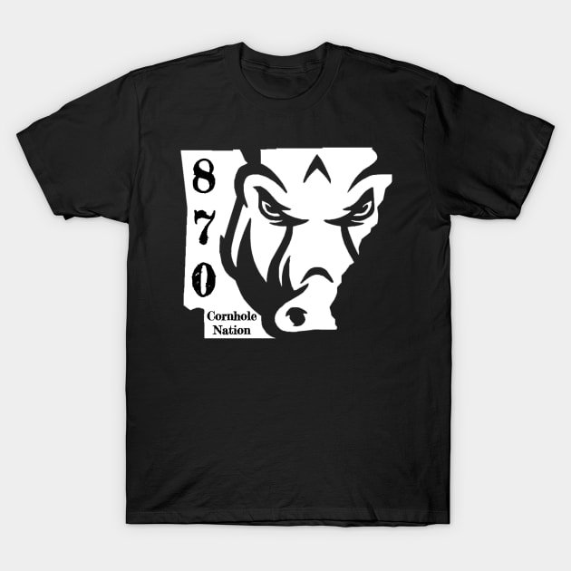 870 Hog White T-Shirt by 870 Cornhole Nation